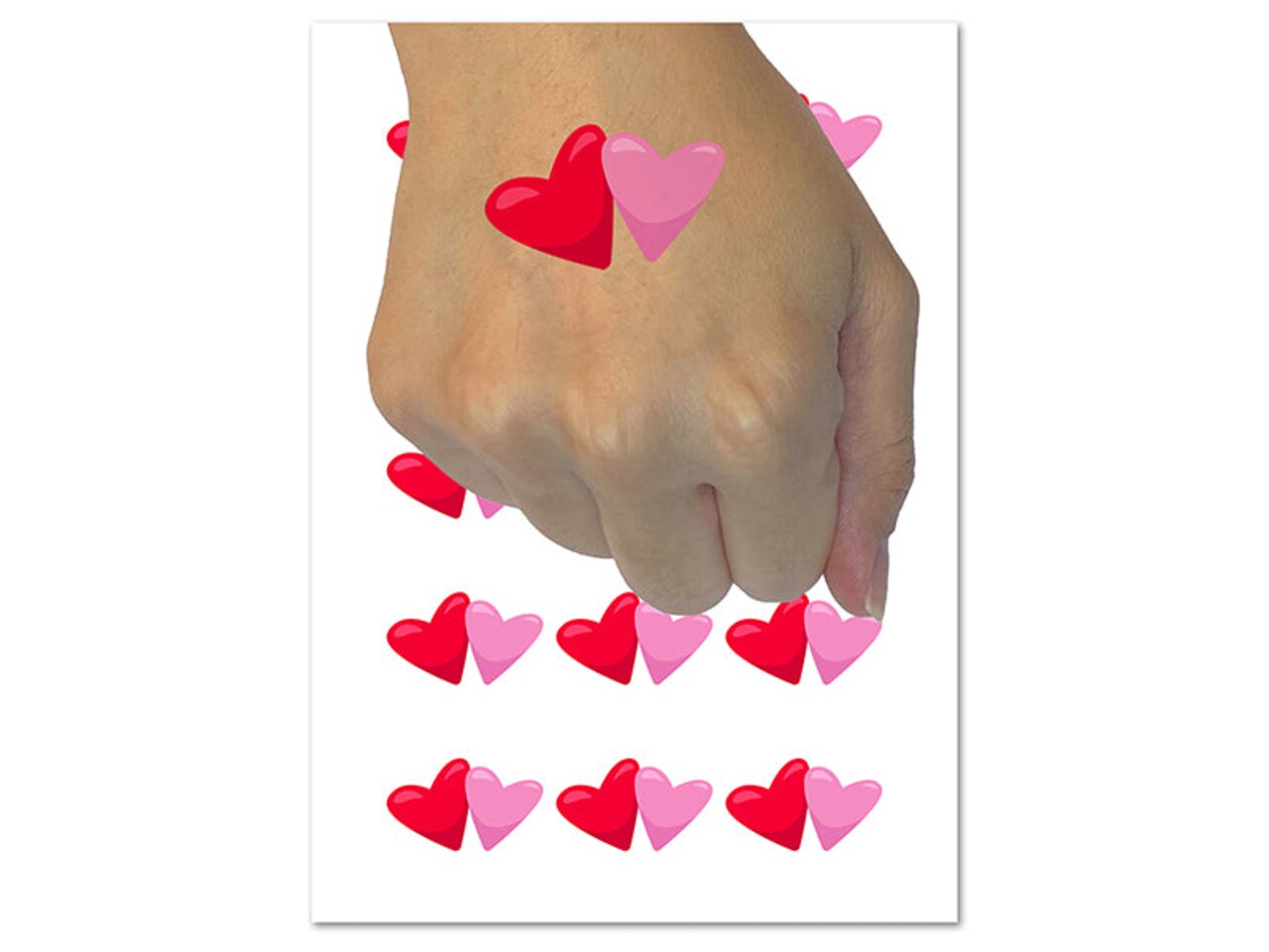 Pair of Hearts Love Temporary Tattoo Water Resistant Fake Body Art Set Collection (1 Sheet)